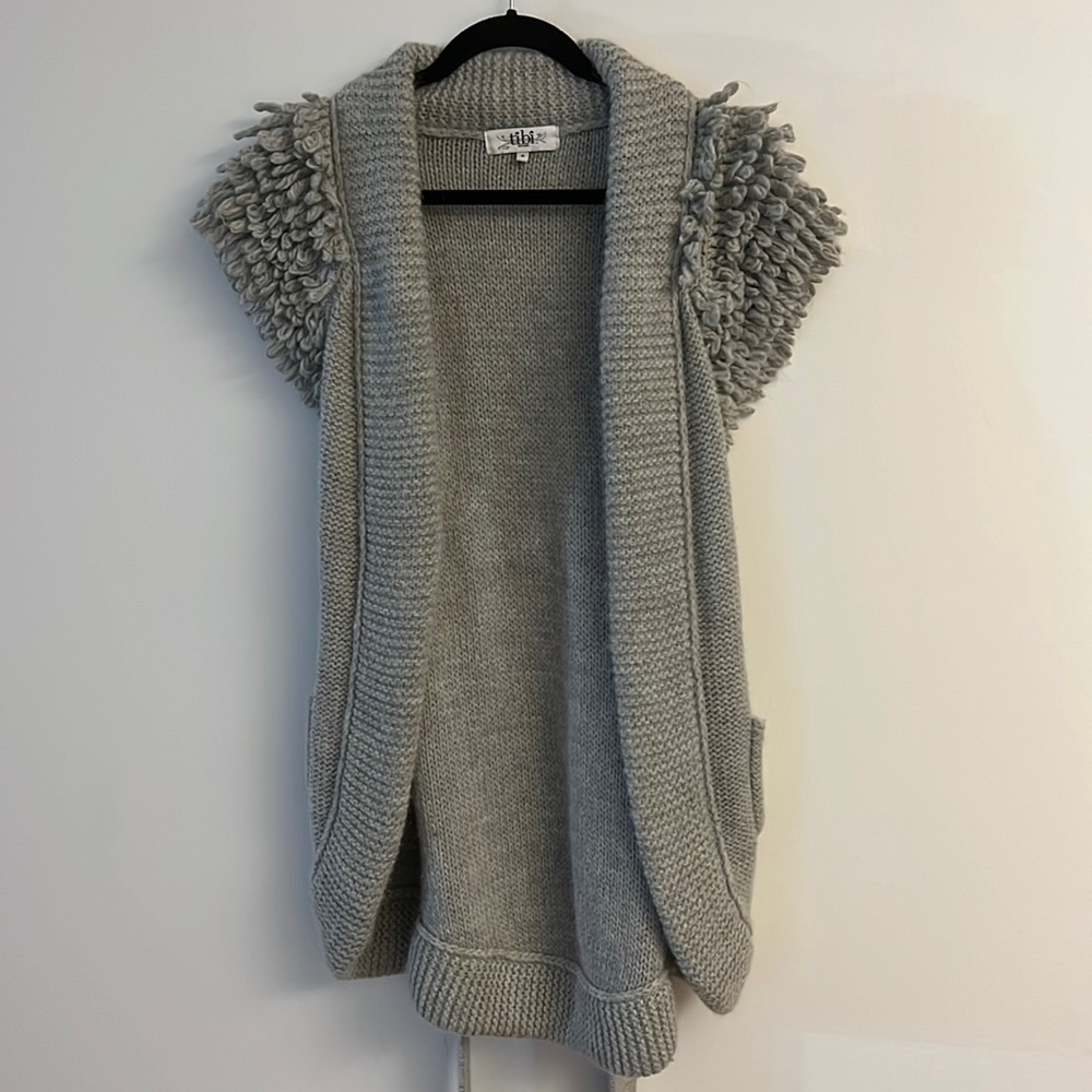 Belted Tibi sweater tunic with gorgeous shoulder detail